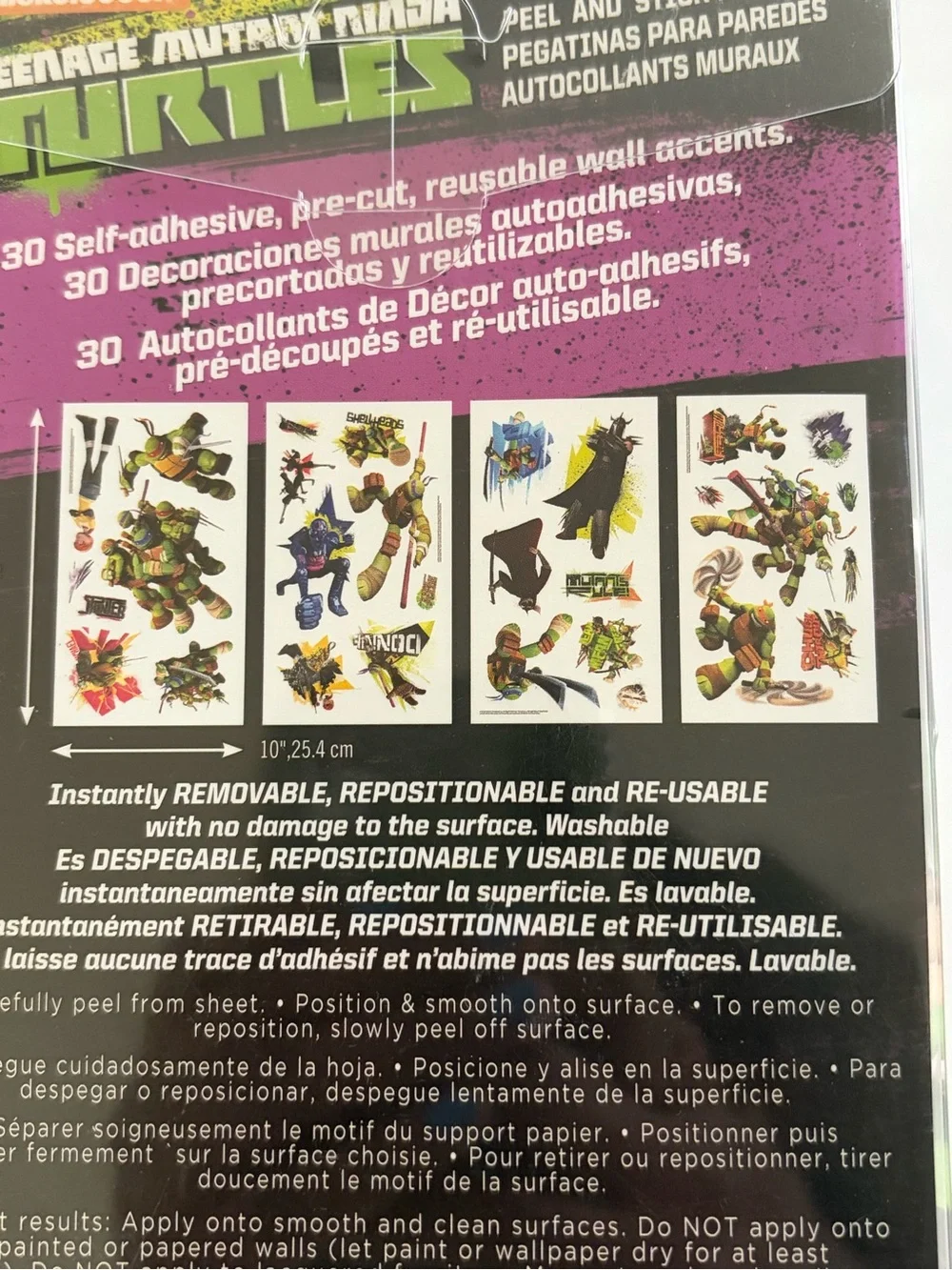 Teenage Mutant Ninja Turtles 30 Reusable Peel & Stick Wall Decals Nickelode